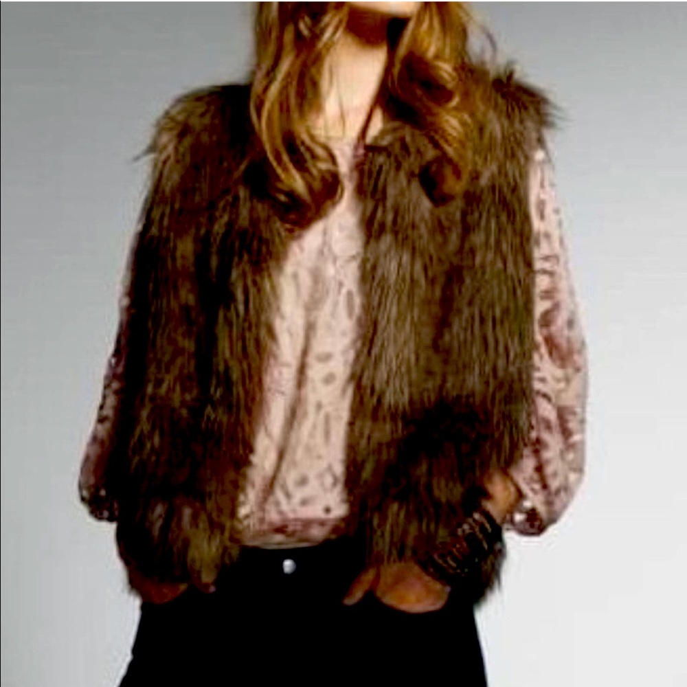 Anthropologie Sanctuary Faux Fur Vest - Brown